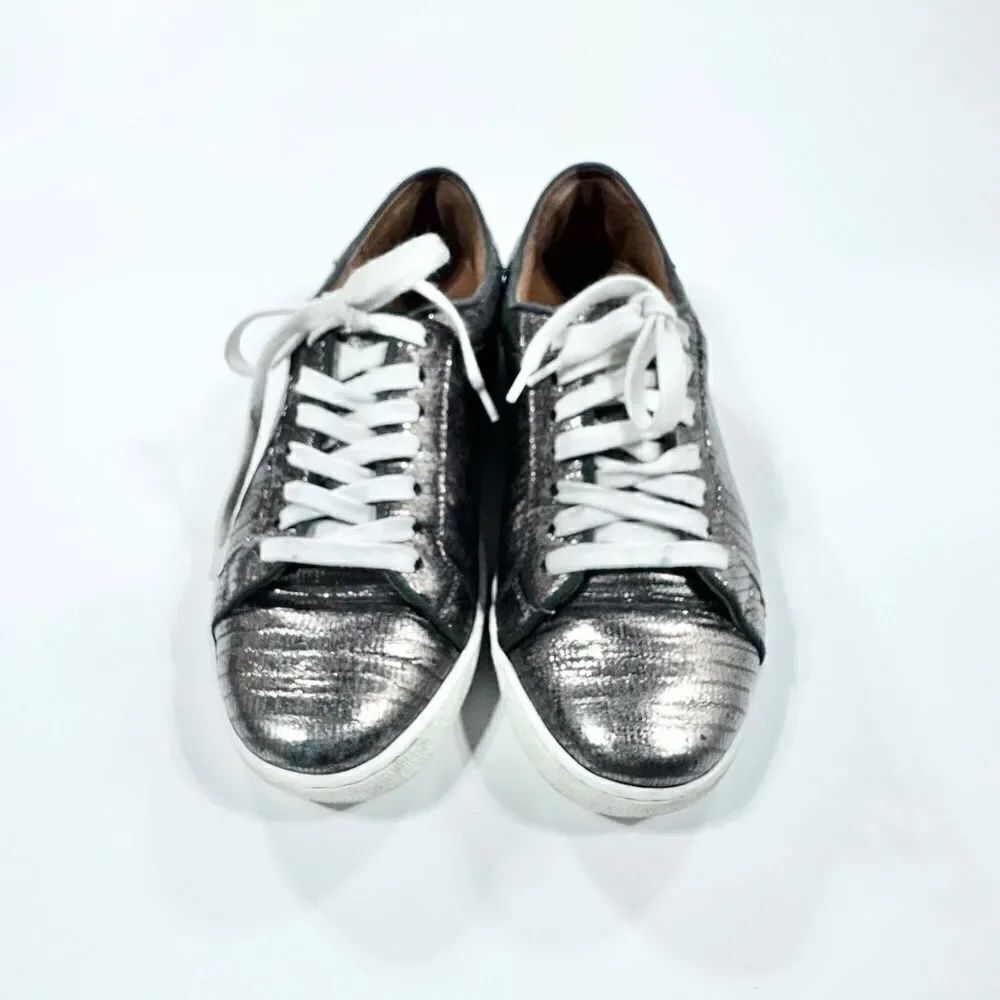 Frye Alexis low lace metallic snake skin sneaker 8